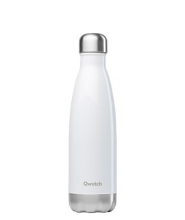 Qwetch Bouteille isotherme inox blanc brillant 500ml - 10107